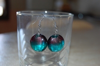 boucles d`oreilles Palets ronds prune et bleu