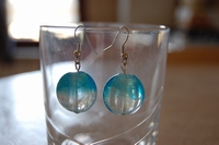 boucles d`oreilles Palets ronds cristal et bleu