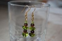 boucles d`oreilles Torsettes olive chocolat