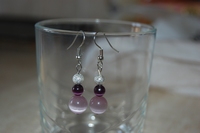 boucles d`oreilles Trio mauve