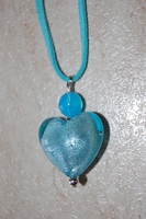 collier coeur verre turquoise
