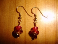 boucles d`oreilles spirales verre murano framboise