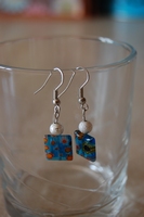 boucles d`oreilles Millefiori bleues
