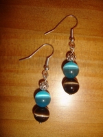 boucles d`oreilles duo choc-turquoise